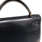 エルメス HERMES ケリー28　外縫い 〇T刻 ブルーインディゴ　ゴールド金具 ボックスカーフ レディース ハンドバッグ