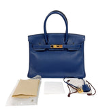 エルメス HERMES バーキン30 T刻印　(2015年製) ブルーネイビー ゴールド金具 トリヨンクレマンス レディース ハンドバッグ