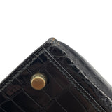 エルメス HERMES ケリー32 外縫い 〇S刻（1989年製） ブラック ゴールド金具 クロコポロサス レディース ショルダーバッグ