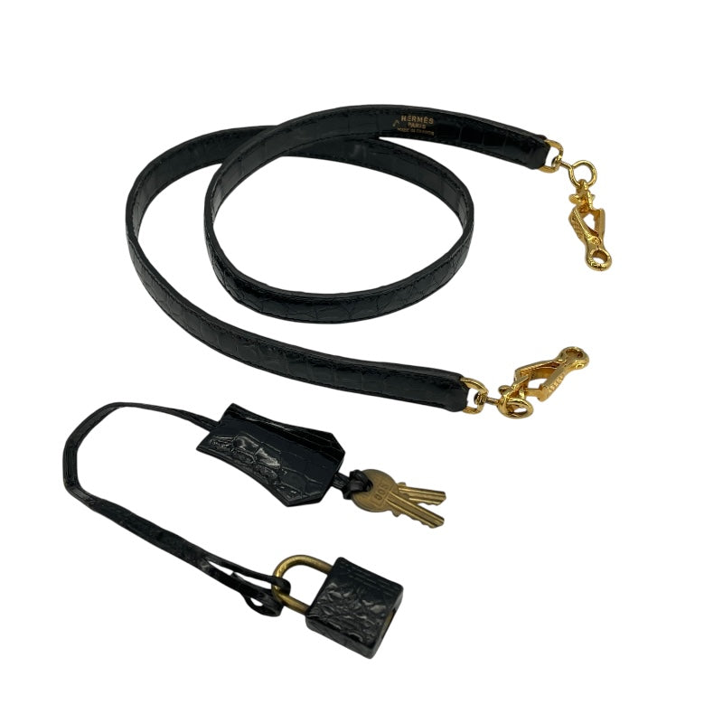 エルメス HERMES ケリー32 外縫い 〇S刻（1989年製） ブラック ゴールド金具 クロコポロサス レディース ショルダーバッグ