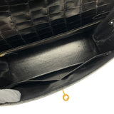 エルメス HERMES ケリー32 外縫い 〇S刻（1989年製） ブラック ゴールド金具 クロコポロサス レディース ショルダーバッグ