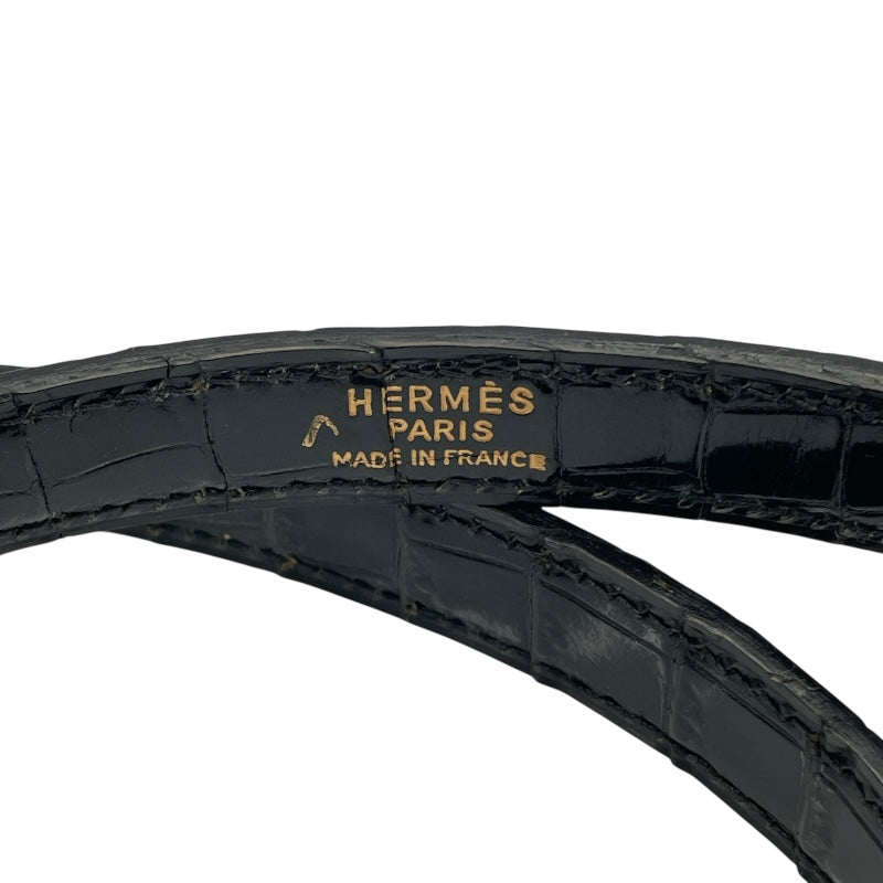 エルメス HERMES ケリー32 外縫い 〇S刻（1989年製） ブラック ゴールド金具 クロコポロサス レディース ショルダーバッグ