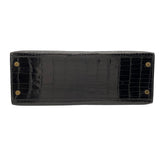 エルメス HERMES ケリー32 外縫い 〇S刻（1989年製） ブラック ゴールド金具 クロコポロサス レディース ショルダーバッグ