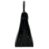 エルメス HERMES ケリー32 外縫い 〇S刻（1989年製） ブラック ゴールド金具 クロコポロサス レディース ショルダーバッグ