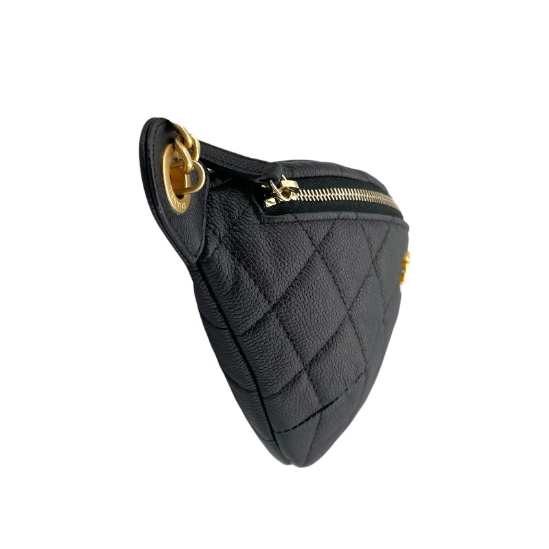 シャネル CHANEL ココマークチェーンベルト AP3761　 ブラック GD金具 キャビアスキン レディース ショルダーバッグ