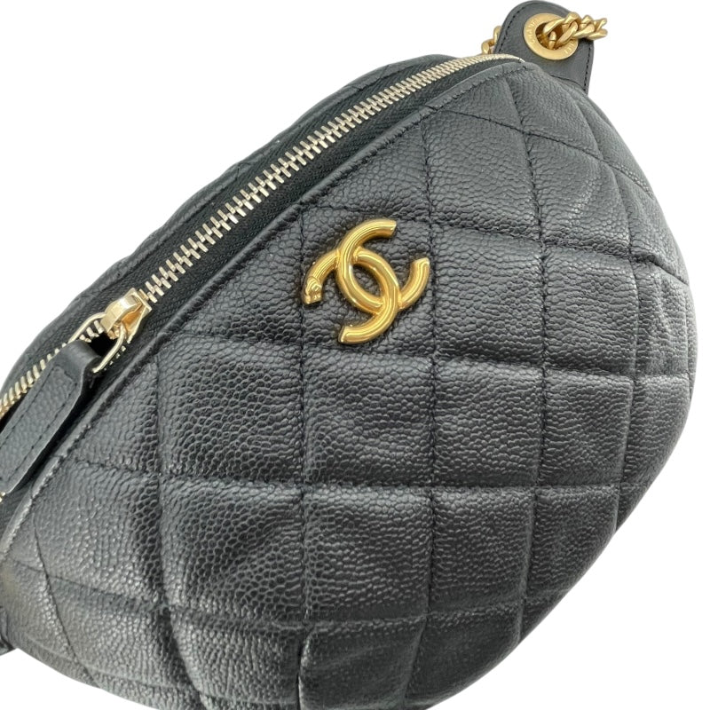 シャネル CHANEL ココマークチェーンベルト AP3761　 ブラック GD金具 キャビアスキン レディース ショルダーバッグ