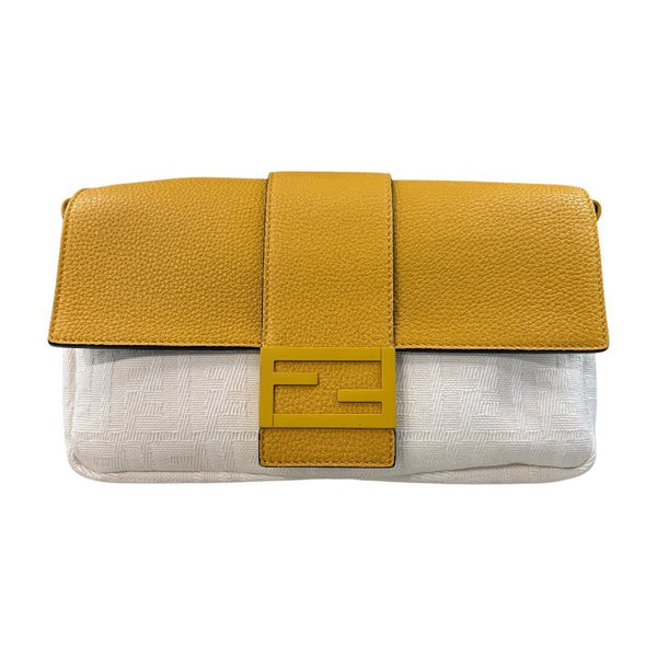フェンディ FENDI マンマバゲット 7VA472 イエロー レザー/キャンバス レディース ショルダーバッグ