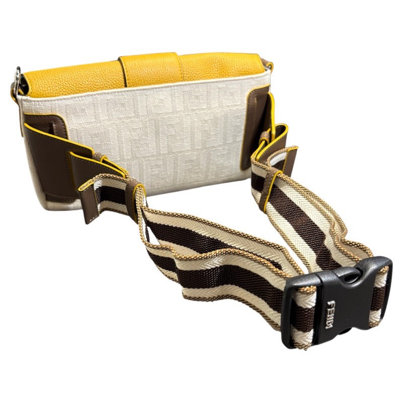 フェンディ FENDI マンマバゲット 7VA472 イエロー レザー/キャンバス レディース ショルダーバッグ