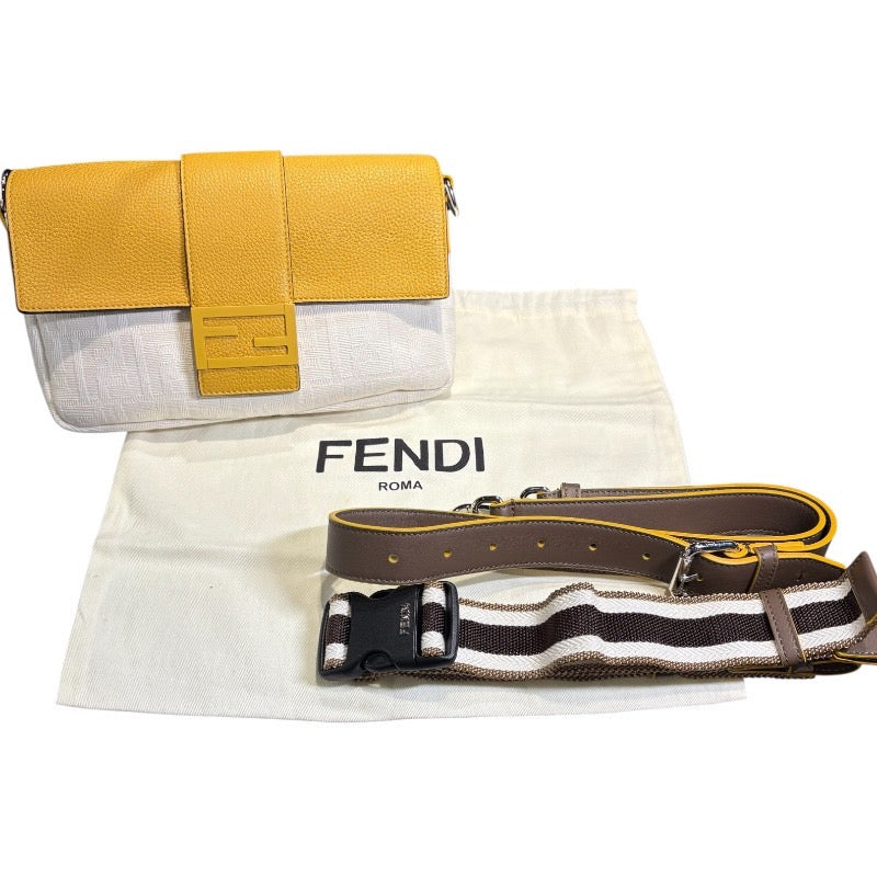 フェンディ FENDI マンマバゲット 7VA472 イエロー レザー/キャンバス レディース ショルダーバッグ