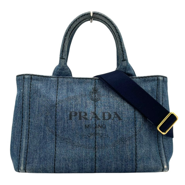 プラダ PRADA カナパ ミニ 1BG439 ブルー デニム レディース ショルダーバッグ