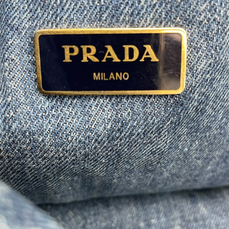 プラダ PRADA カナパ ミニ 1BG439 ブルー デニム レディース ショルダーバッグ