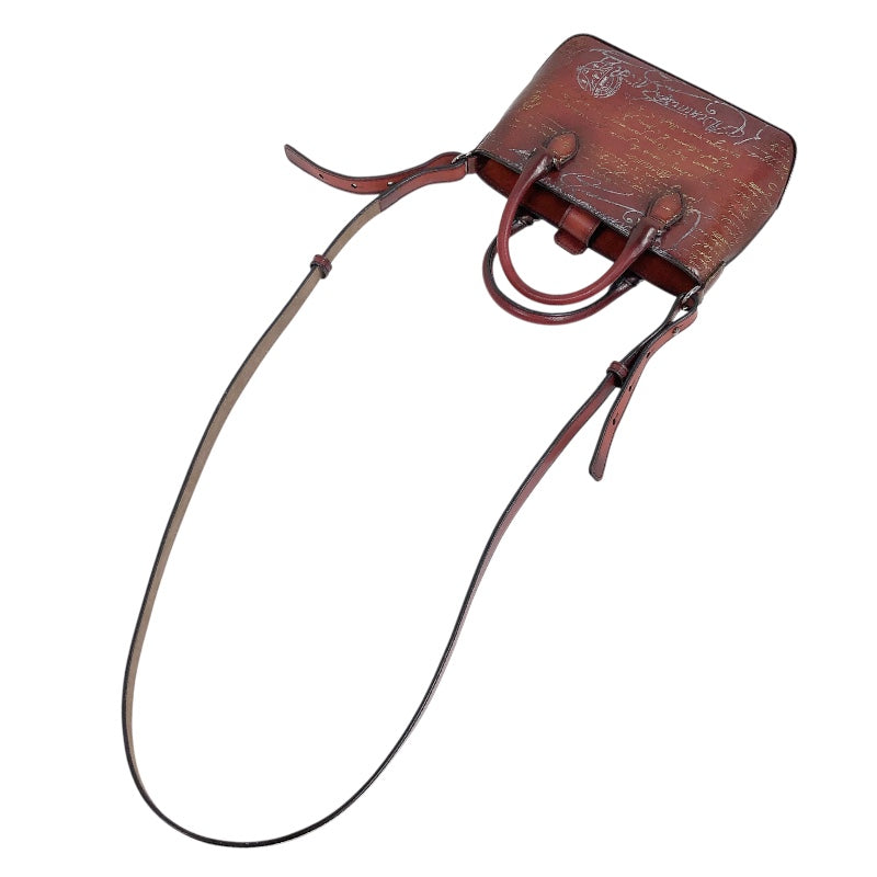 ベルルッティ Berluti トゥジュール ガリバー スクリットレザーメッセンジャー MB1108 ブラウン レザー ユニセックス ハンドバッグ