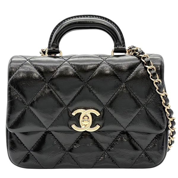 シャネル CHANEL マトラッセ トップハンドル ミニ ショルダー AS4543 ブラック ゴールド金具 ラムスキン レディース ショルダーバッグ