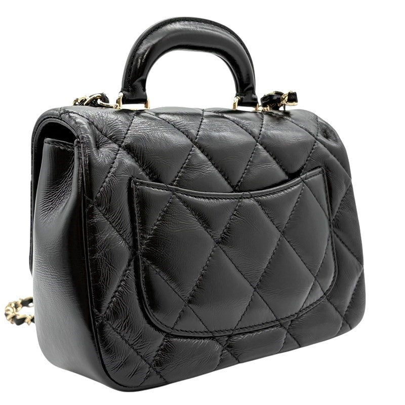 シャネル CHANEL マトラッセ トップハンドル ミニ ショルダー AS4543 ブラック ゴールド金具 ラムスキン レディース ショルダーバッグ