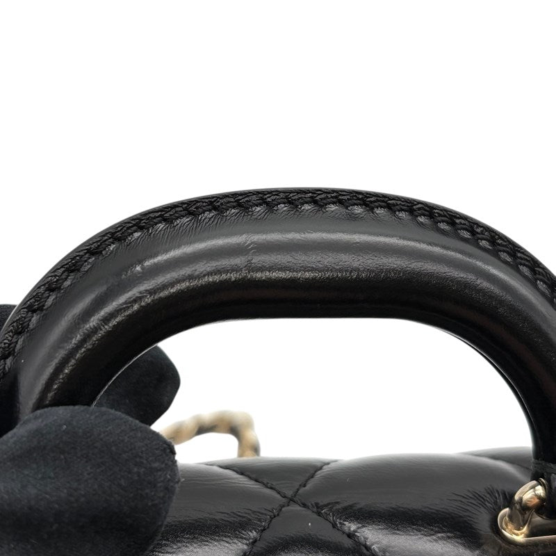 シャネル CHANEL マトラッセ トップハンドル ミニ ショルダー AS4543 ブラック ゴールド金具 ラムスキン レディース ショルダーバッグ