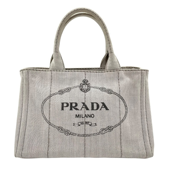 プラダ PRADA カナパ ミニ 1BG439 グレー　ゴールド金具 デニムキャンバス レディース ショルダーバッグ