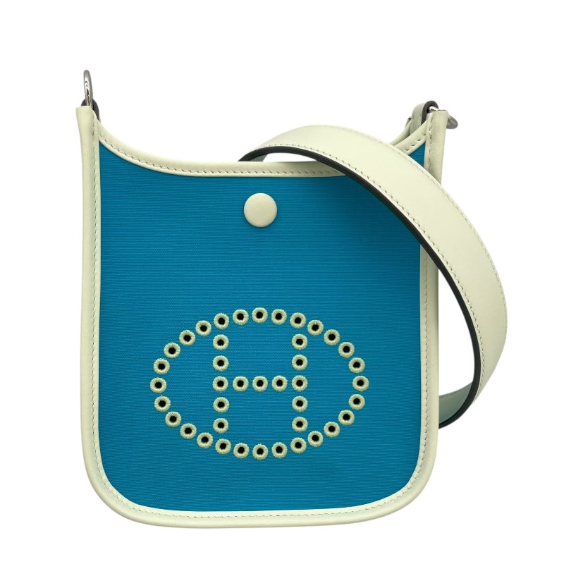 エルメス HERMES ネオエヴリン B刻印 ブルー トワル レディース ショルダーバッグ