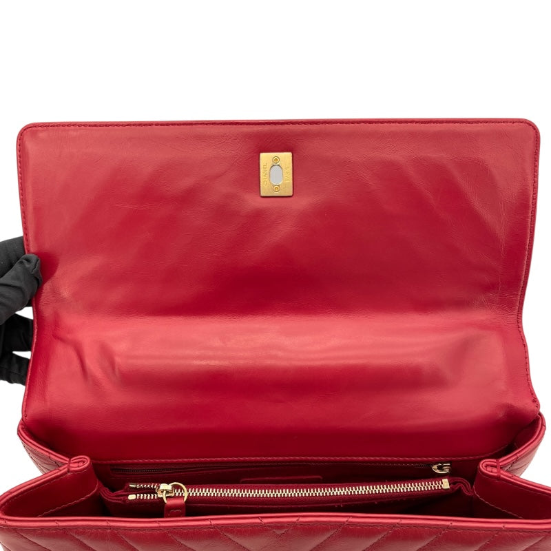 シャネル CHANEL ココハンドル29 Vステッチ A92991 23番台 レッド ゴールド金具 カーフスキン レディース ショルダーバッグ
