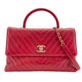 シャネル CHANEL ココハンドル29 Vステッチ A92991 23番台 レッド ゴールド金具 カーフスキン レディース ショルダーバッグ