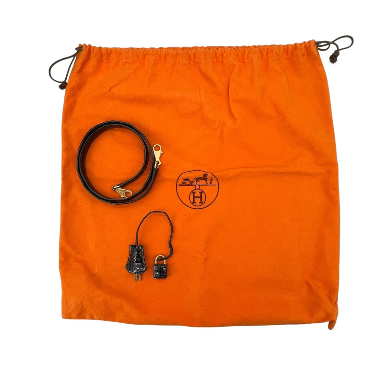 エルメス HERMES ケリー32 外縫い □D刻 ブラック GD金具 アリゲーターリセ レディース ショルダーバッグ
