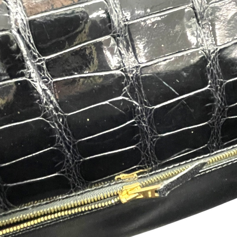 エルメス HERMES ケリー32 外縫い □D刻 ブラック GD金具 アリゲーターリセ レディース ショルダーバッグ