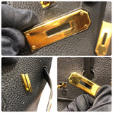 エルメス HERMES バーキン35 ▢E刻印 ブラック ゴールド金具 フィヨルド メンズ ハンドバッグ