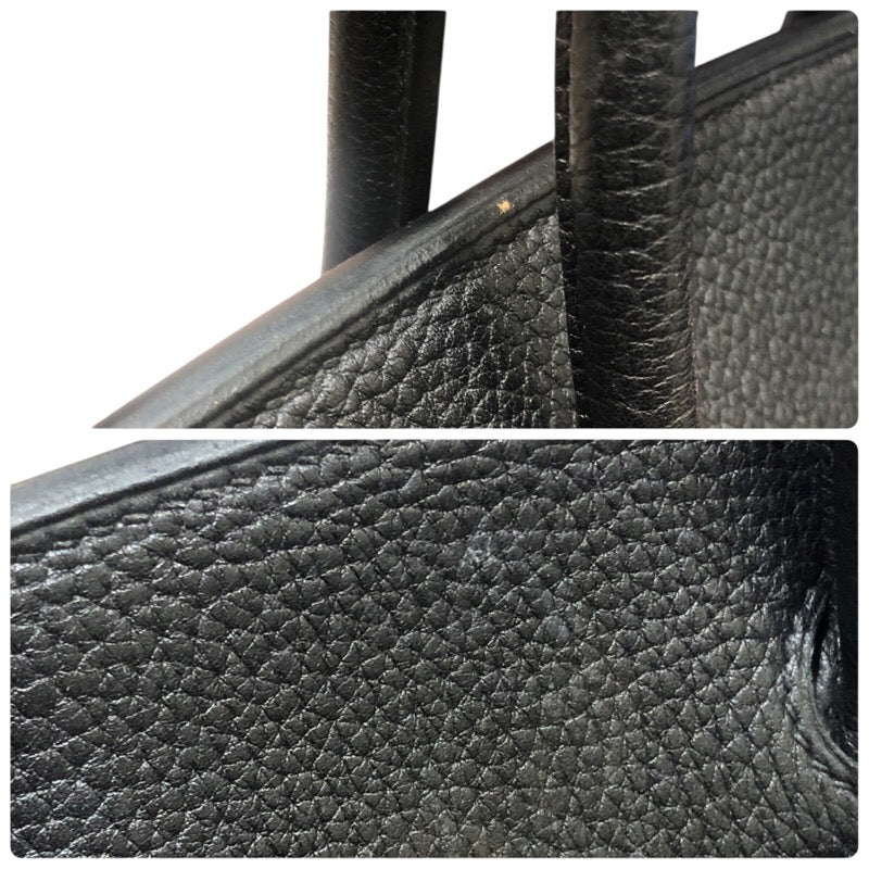 エルメス HERMES バーキン35 ▢E刻印 ブラック ゴールド金具 フィヨルド メンズ ハンドバッグ