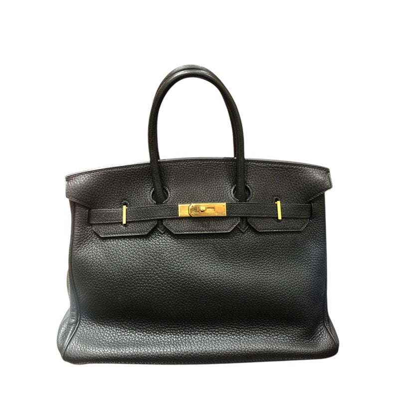 エルメス HERMES バーキン35 ▢E刻印 ブラック ゴールド金具 フィヨルド メンズ ハンドバッグ
