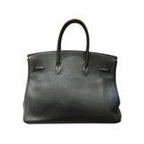 エルメス HERMES バーキン35 ▢E刻印 ブラック ゴールド金具 フィヨルド メンズ ハンドバッグ