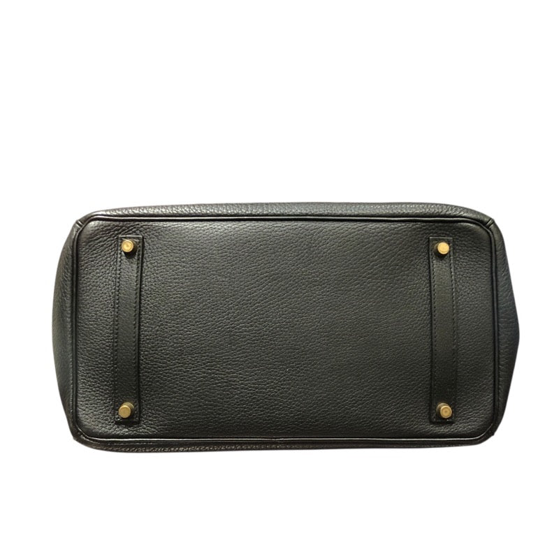 エルメス HERMES バーキン35 ▢E刻印 ブラック ゴールド金具 フィヨルド メンズ ハンドバッグ
