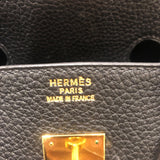 エルメス HERMES バーキン35 ▢E刻印 ブラック ゴールド金具 フィヨルド メンズ ハンドバッグ