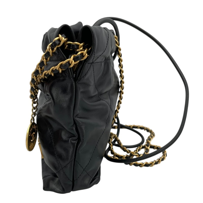 シャネル CHANEL シャネル22 ミニ AS3980 ブラック ゴールド金具 カーフ レディース ショルダーバッグ