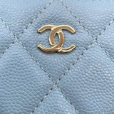 シャネル CHANEL タイムレスクラシックコインケース AP0221 ライトブルー GD金具 キャビアスキン レディース コインケース