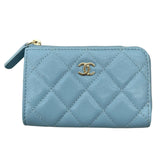 シャネル CHANEL タイムレスクラシックコインケース AP0221 ライトブルー GD金具 キャビアスキン レディース コインケース