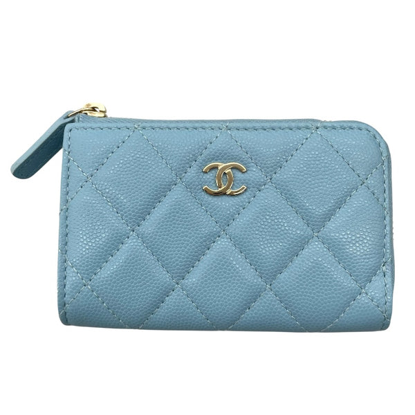 シャネル CHANEL タイムレスクラシックコインケース AP0221 ライトブルー GD金具 キャビアスキン レディース コインケース