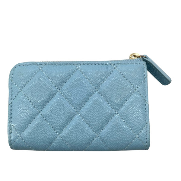 シャネル CHANEL タイムレスクラシックコインケース AP0221 ライトブルー GD金具 キャビアスキン レディース コインケース