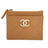 シャネル CHANEL ココマークマトラッセコインケース ベージュ GD金具 キャビアスキン レディース コインケース