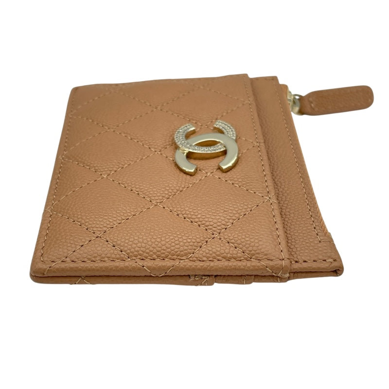 シャネル CHANEL ココマークマトラッセコインケース ベージュ GD金具 キャビアスキン レディース コインケース