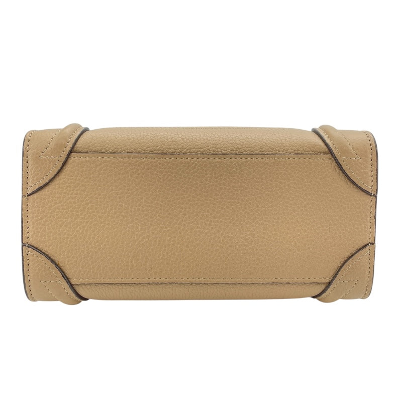 セリーヌ CELINE ラゲージナノショッパー ベージュ SV金具 ドラムドカーフ レディース ショルダーバッグ
