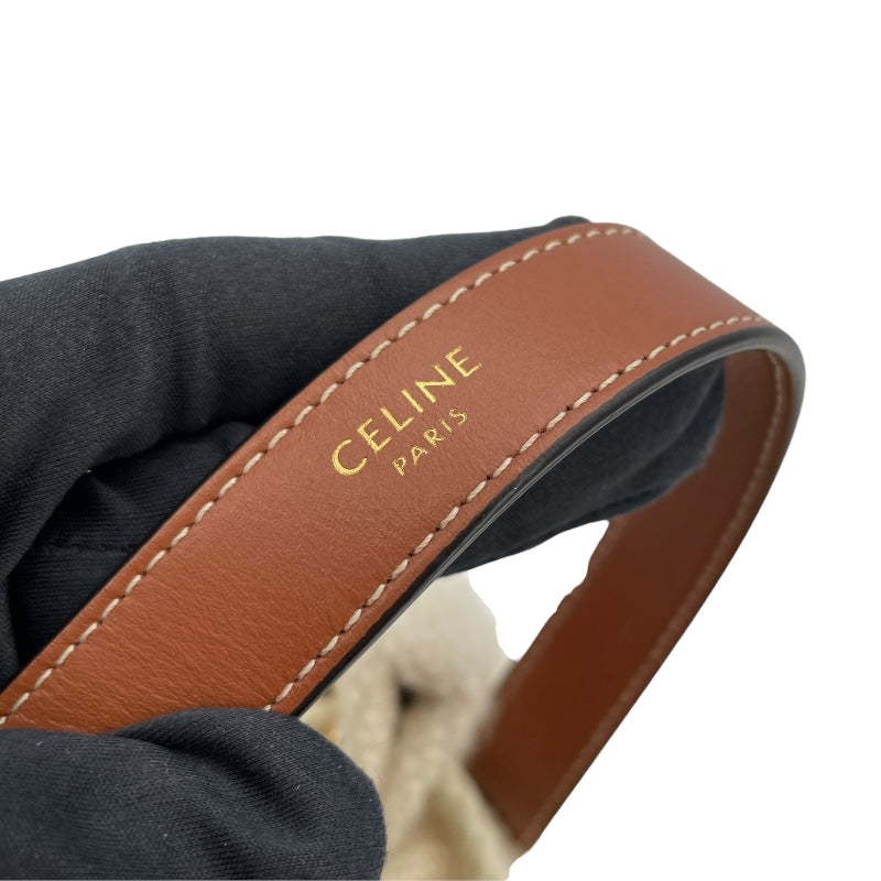 セリーヌ CELINE ティーンドロースリングバッグ 196532 アイボリー コットン レディース ハンドバッグ