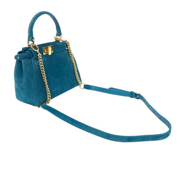 フェンディ FENDI ピーカブーXS 8BN309 グリーン ゴールド金具 スウェード レディース ショルダーバッグ