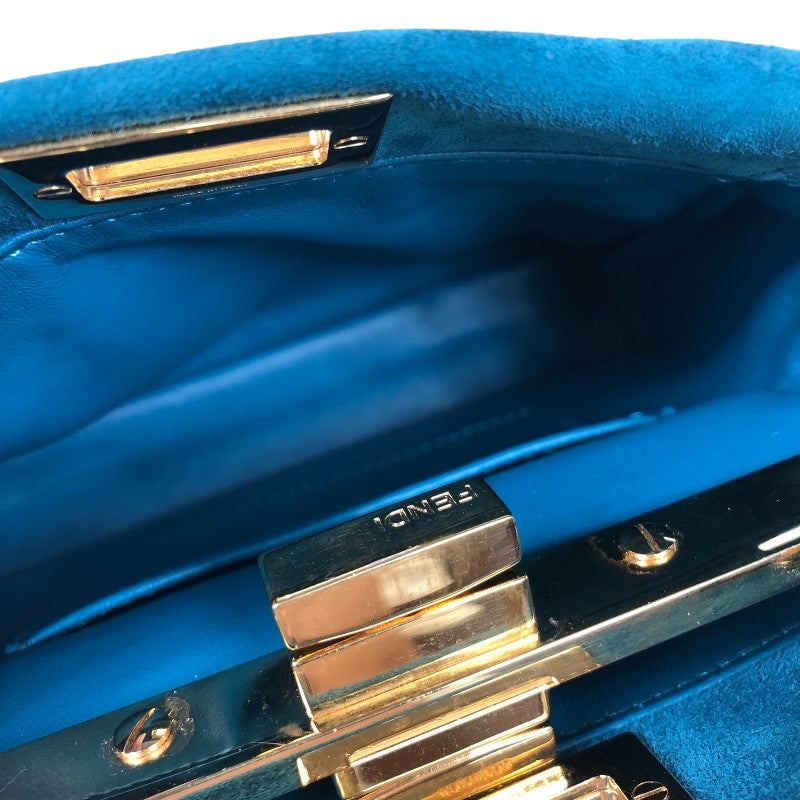 フェンディ FENDI ピーカブーXS 8BN309 グリーン ゴールド金具 スウェード レディース ショルダーバッグ