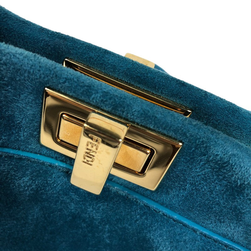 フェンディ FENDI ピーカブーXS 8BN309 グリーン ゴールド金具 スウェード レディース ショルダーバッグ