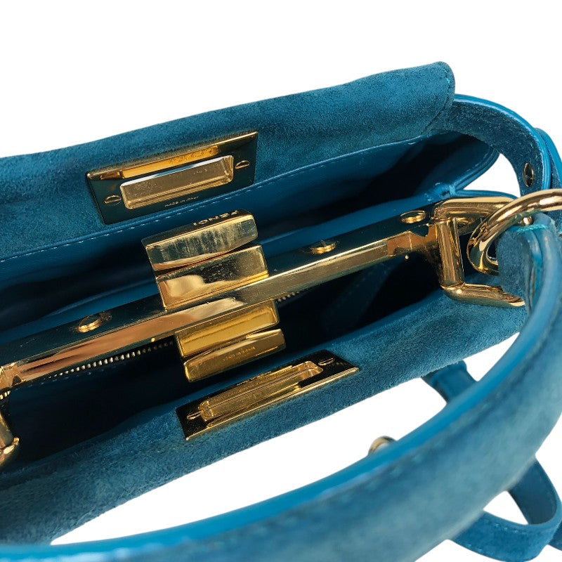フェンディ FENDI ピーカブーXS 8BN309 グリーン ゴールド金具 スウェード レディース ショルダーバッグ