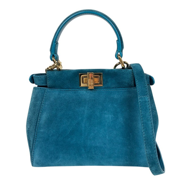 フェンディ FENDI ピーカブーXS 8BN309 グリーン ゴールド金具 スウェード レディース ショルダーバッグ