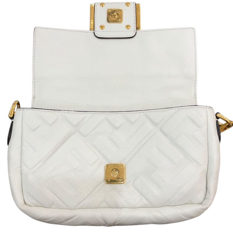 フェンディ FENDI バゲット･スモール 8BS017 ホワイト/ゴールド金具 レザー レディース ショルダーバッグ