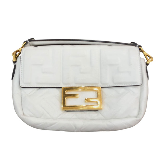 フェンディ FENDI バゲット･スモール 8BS017 ホワイト/ゴールド金具 レザー レディース ショルダーバッグ
