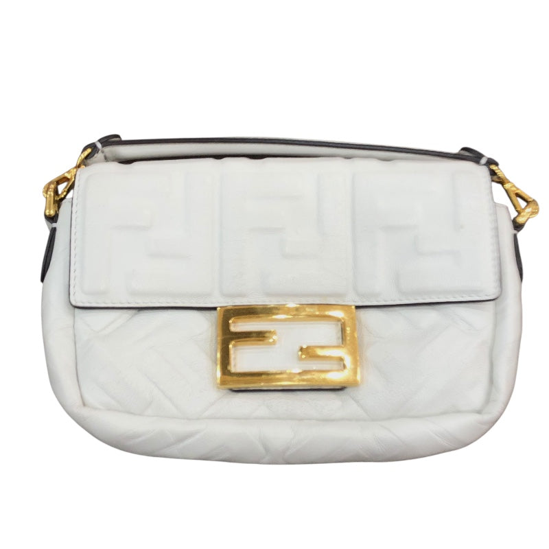 フェンディ FENDI バゲット･スモール 8BS017 ホワイト/ゴールド金具 レザー レディース ショルダーバッグ