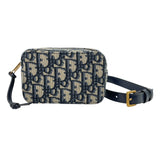 クリスチャン・ディオール Christian Dior ベルトポーチ ネイビー オブリークジャガード レディース ポーチ