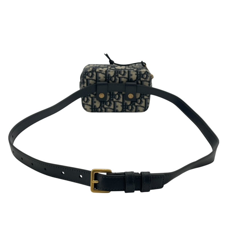 クリスチャン・ディオール Christian Dior ベルトポーチ ネイビー オブリークジャガード レディース ポーチ